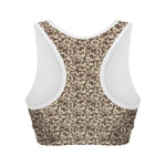 Vintage Coffee Bean Pattern Print Women's Sports Bra