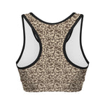 Vintage Coffee Bean Pattern Print Women's Sports Bra