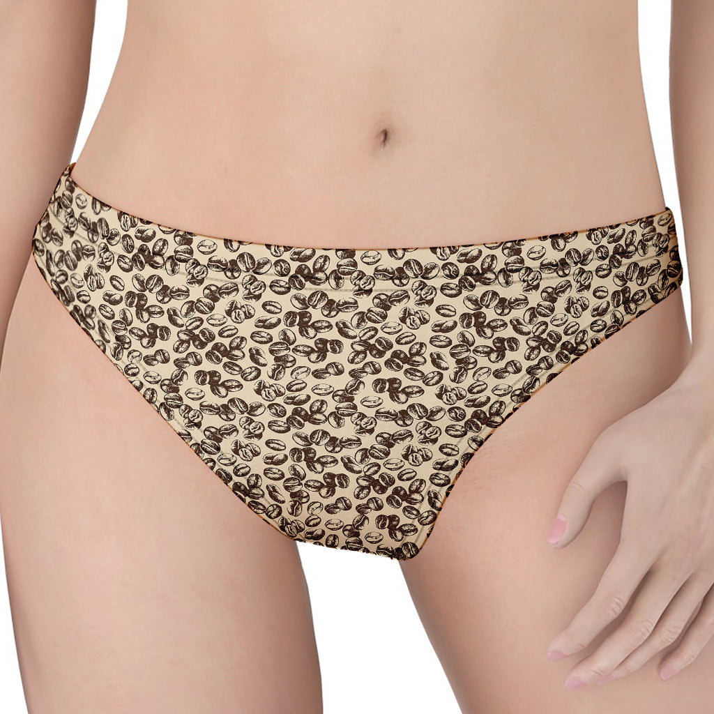 Vintage Coffee Bean Pattern Print Women's Thong