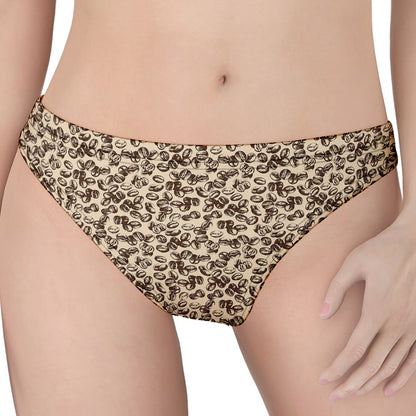 Vintage Coffee Bean Pattern Print Women's Thong