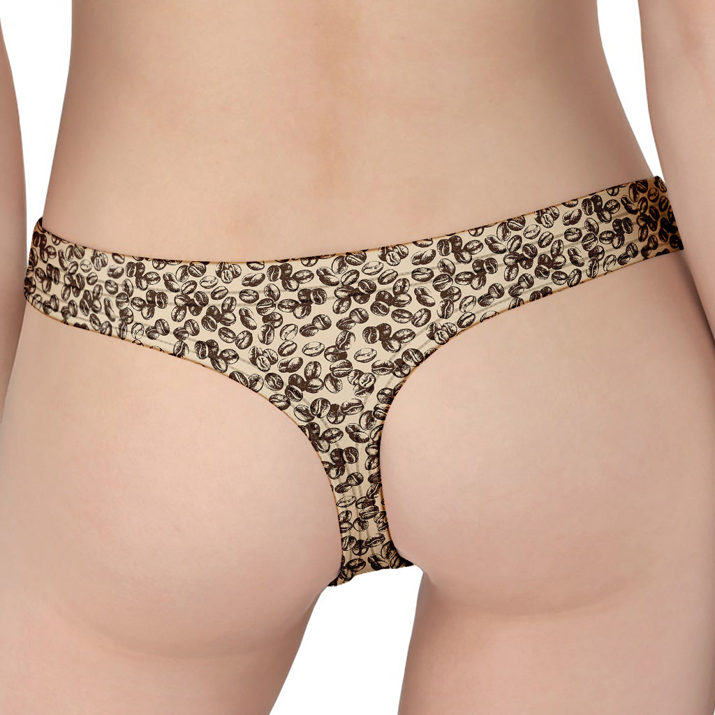 Vintage Coffee Bean Pattern Print Women's Thong