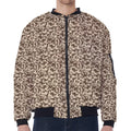 Vintage Coffee Bean Pattern Print Zip Sleeve Bomber Jacket