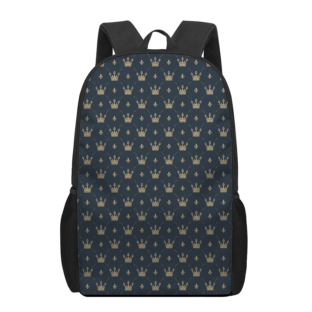Vintage Crown Pattern Print 17 Inch Backpack