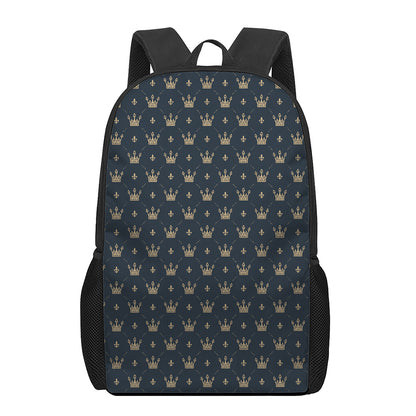 Vintage Crown Pattern Print 17 Inch Backpack