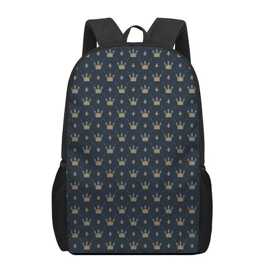 Vintage Crown Pattern Print 17 Inch Backpack