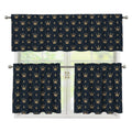 Vintage Crown Pattern Print 3 Piece Kitchen Curtains