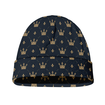 Vintage Crown Pattern Print Beanie