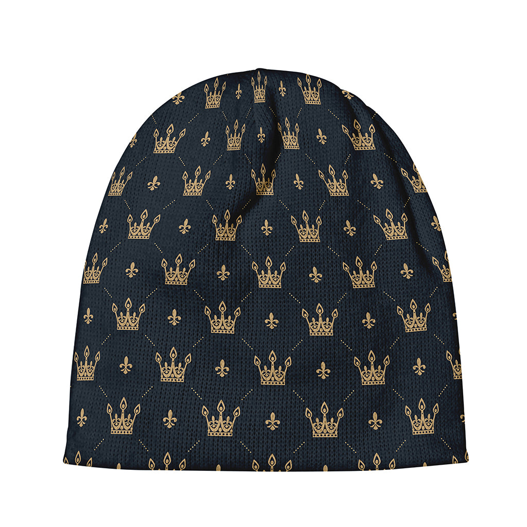 Vintage Crown Pattern Print Beanie