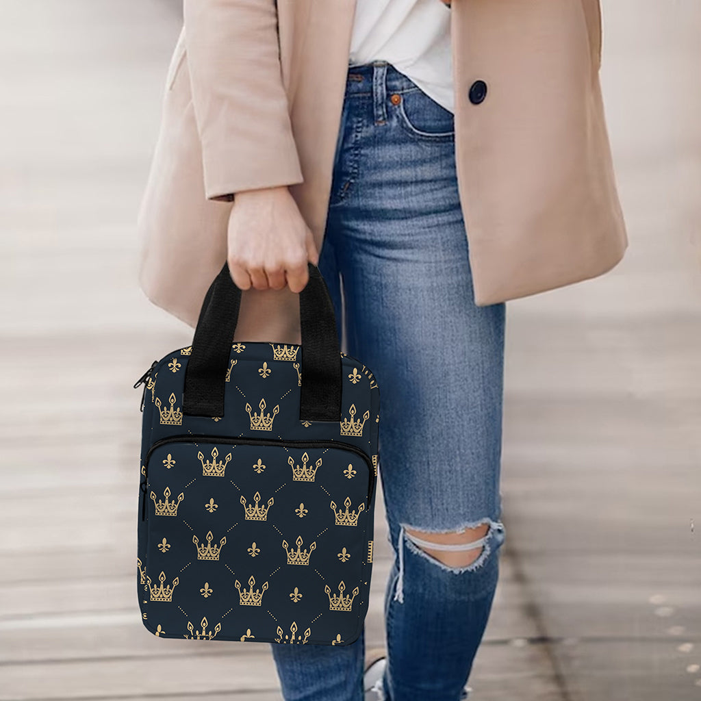 Vintage Crown Pattern Print Bible Tote Bag