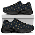 Vintage Crown Pattern Print Black Chunky Shoes
