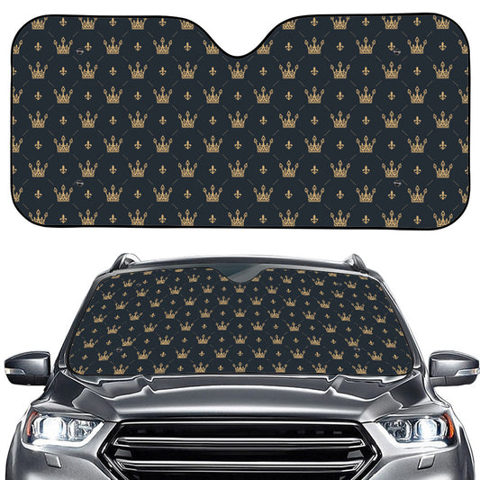 Vintage Crown Pattern Print Car Windshield Sun Shade