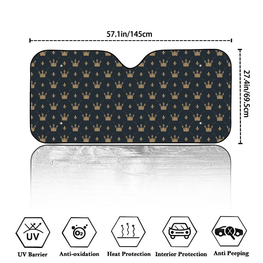 Vintage Crown Pattern Print Car Windshield Sun Shade