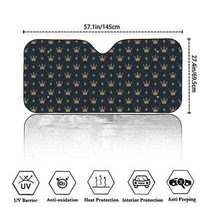 Vintage Crown Pattern Print Car Windshield Sun Shade