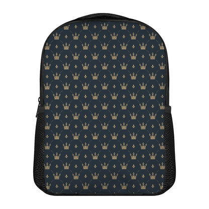 Vintage Crown Pattern Print Casual Backpack