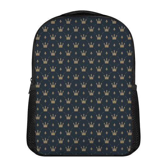 Vintage Crown Pattern Print Casual Backpack
