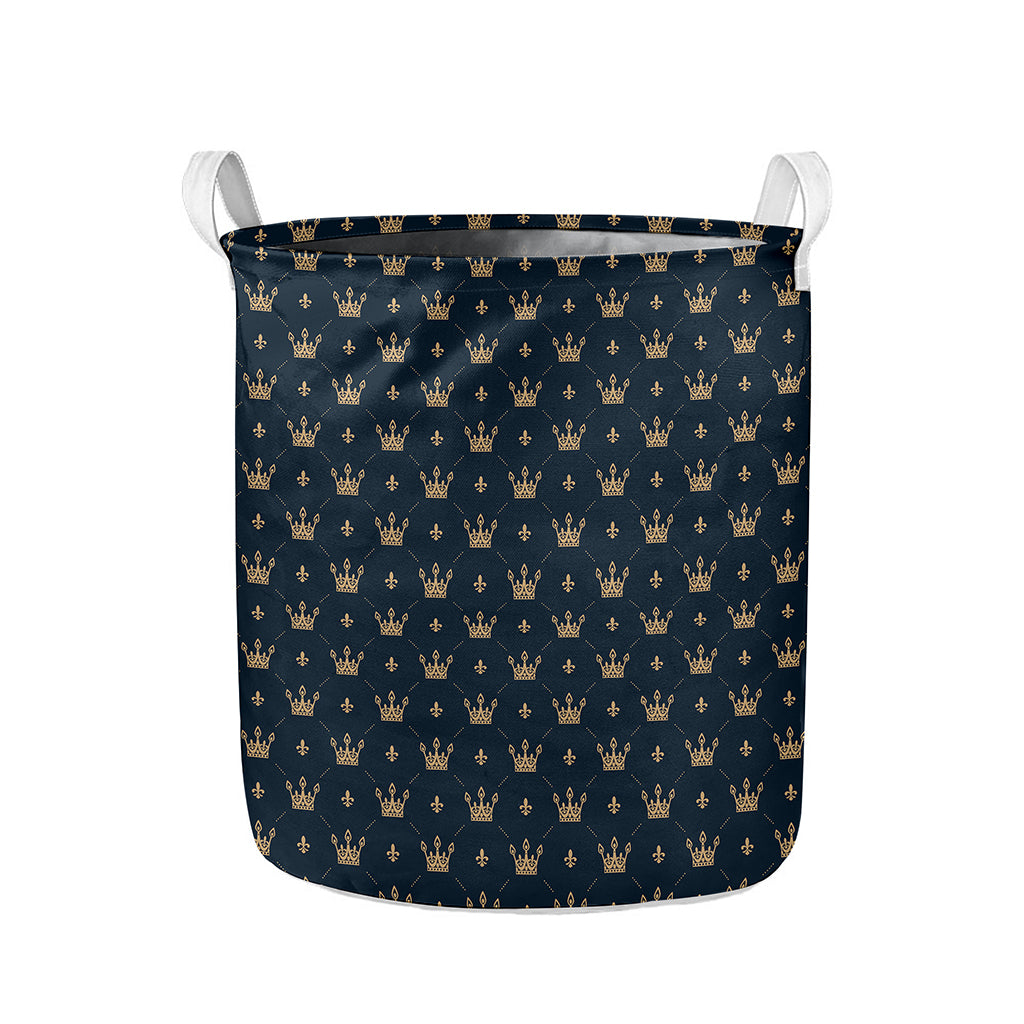 Vintage Crown Pattern Print Collapsible Laundry Basket