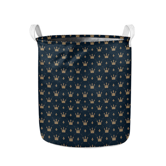 Vintage Crown Pattern Print Collapsible Laundry Basket