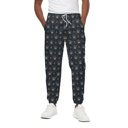 Vintage Crown Pattern Print Cotton Pants