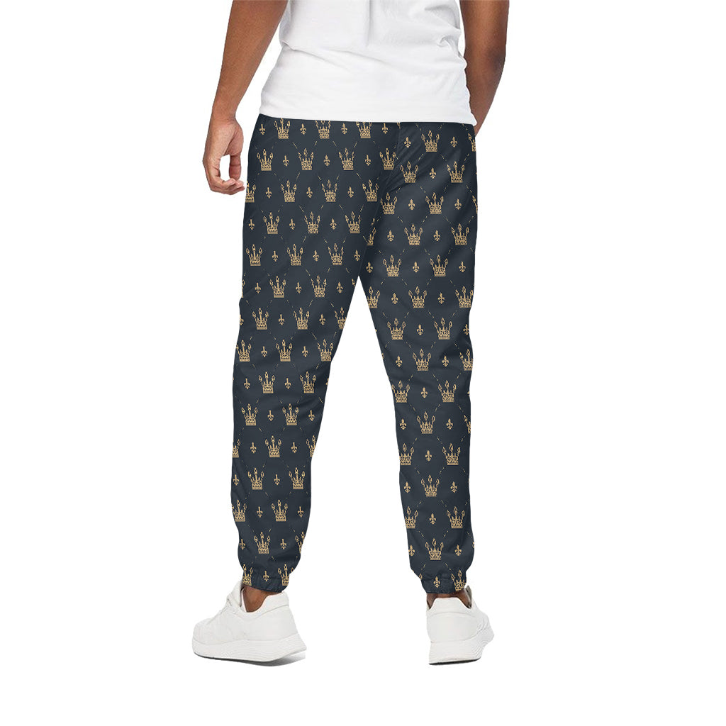 Vintage Crown Pattern Print Cotton Pants