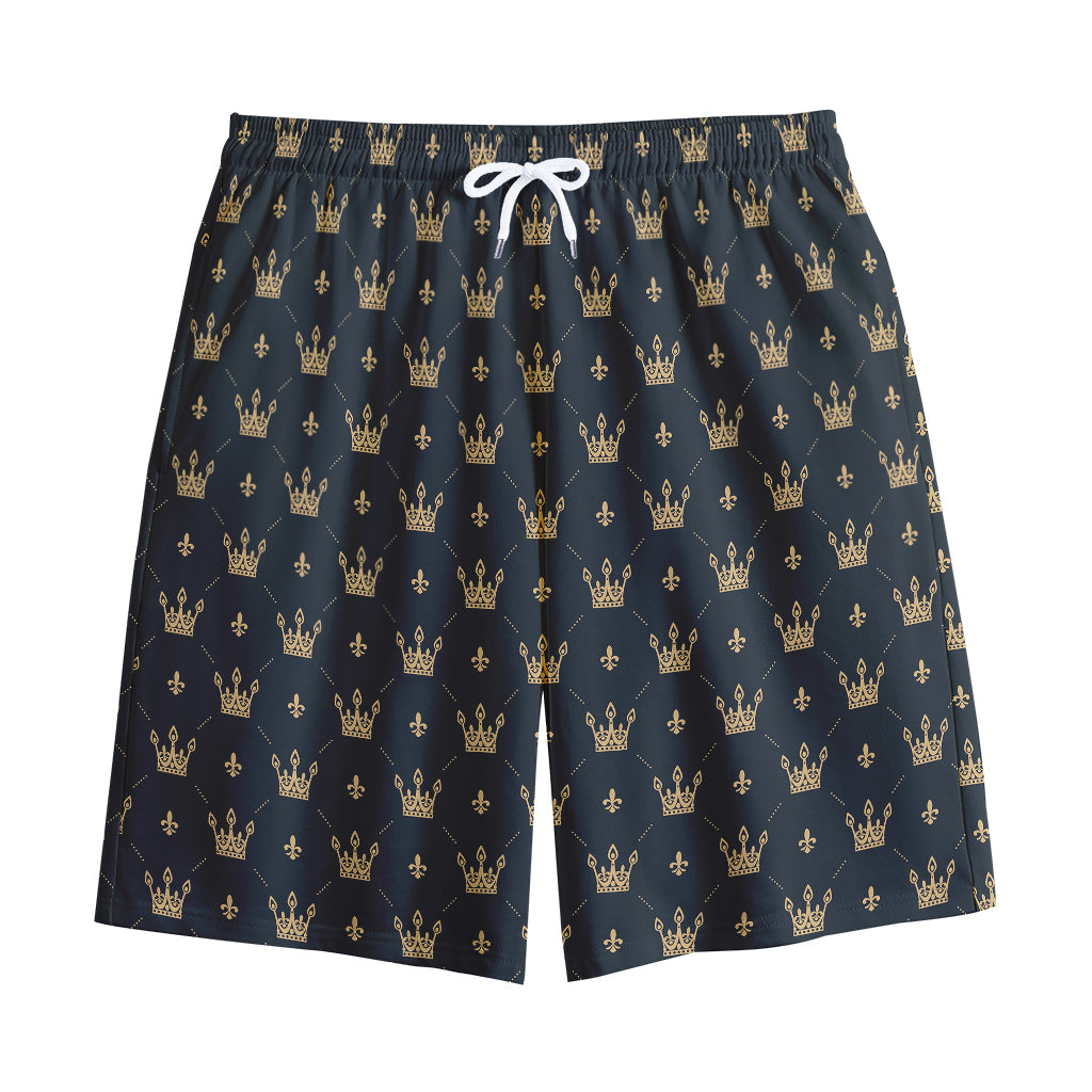 Vintage Crown Pattern Print Cotton Shorts