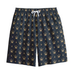 Vintage Crown Pattern Print Cotton Shorts