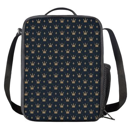 Vintage Crown Pattern Print Crossbody Lunch Bag