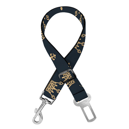 Vintage Crown Pattern Print Dog Seat Belt