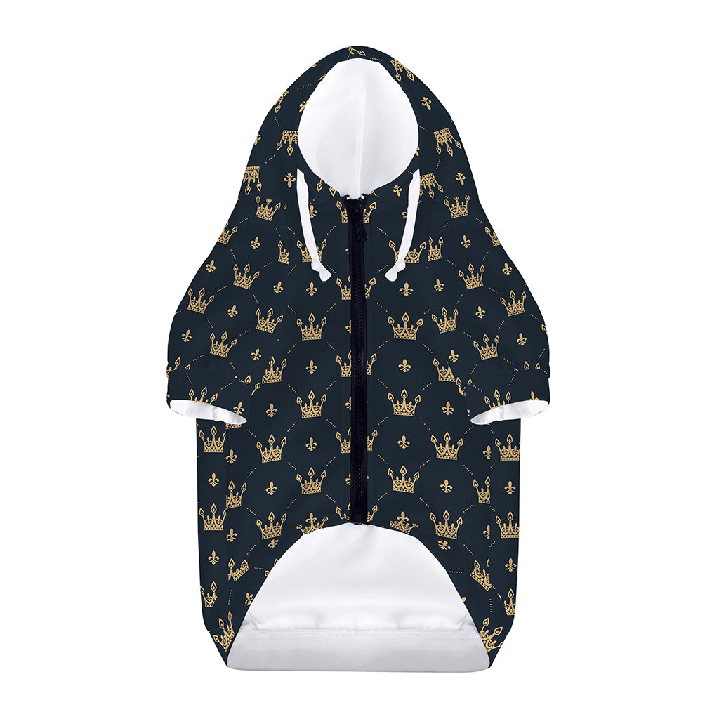 Vintage Crown Pattern Print Dog Zip Up Hoodie
