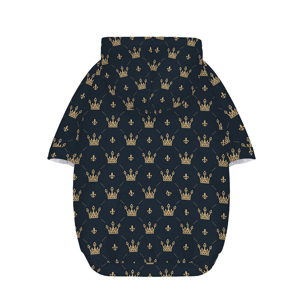 Vintage Crown Pattern Print Dog Zip Up Hoodie