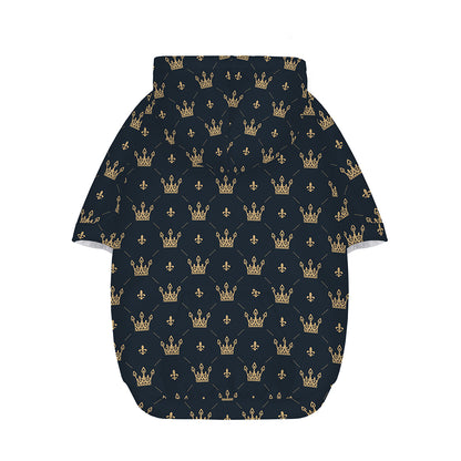 Vintage Crown Pattern Print Dog Zip Up Hoodie