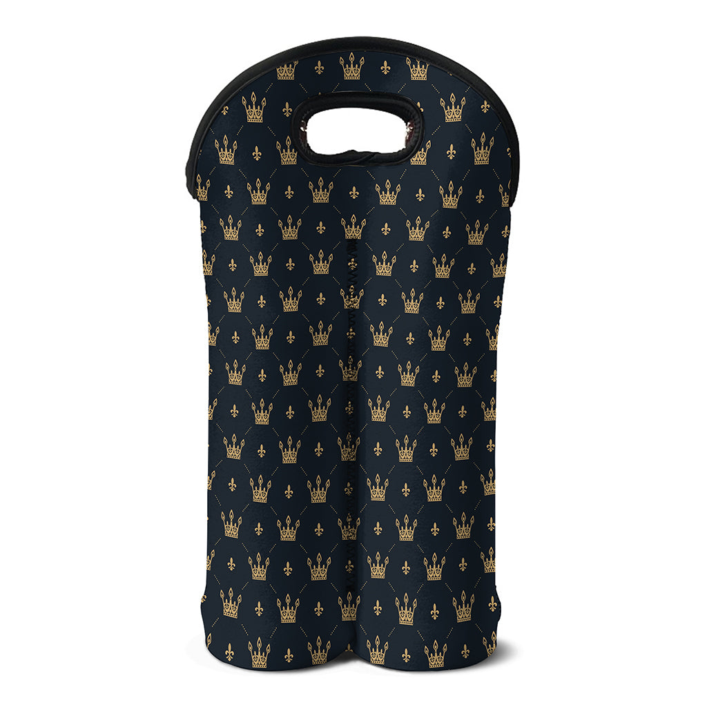 Vintage Crown Pattern Print Double Neoprene Wine Tote