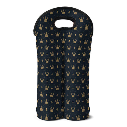 Vintage Crown Pattern Print Double Neoprene Wine Tote