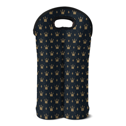 Vintage Crown Pattern Print Double Neoprene Wine Tote