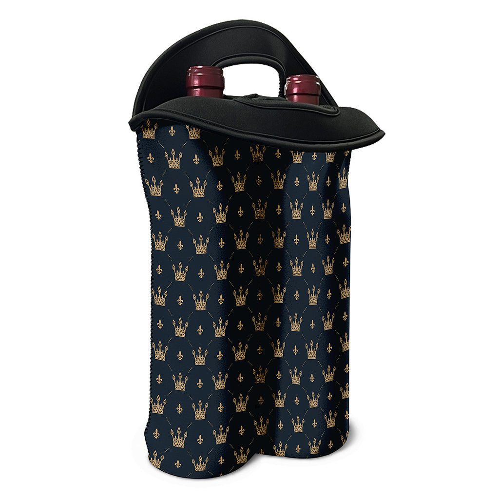 Vintage Crown Pattern Print Double Neoprene Wine Tote