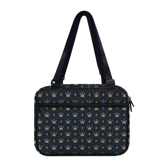Vintage Crown Pattern Print Double Strap Bible Bag