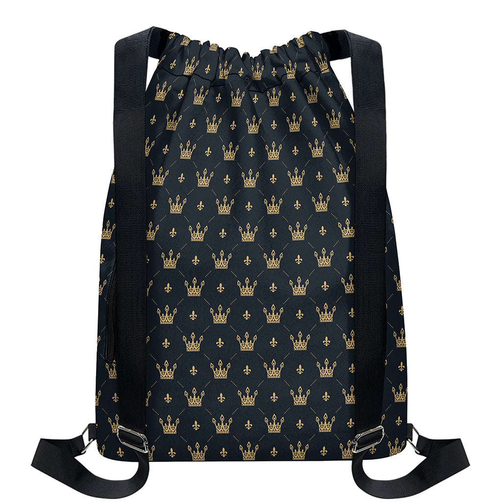Vintage Crown Pattern Print Drawstring Backpack