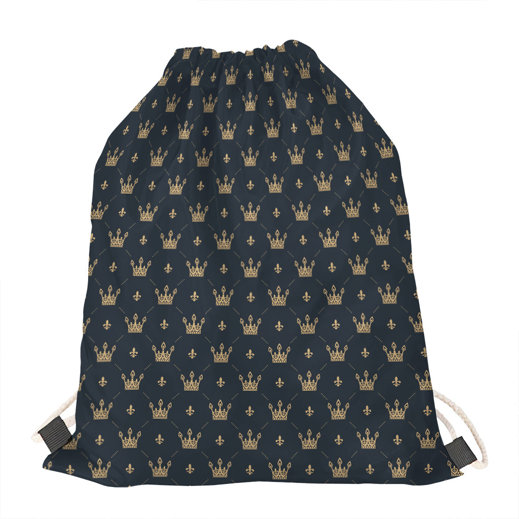 Vintage Crown Pattern Print Drawstring Bag