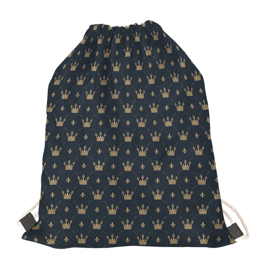 Vintage Crown Pattern Print Drawstring Bag