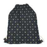 Vintage Crown Pattern Print Drawstring Bag