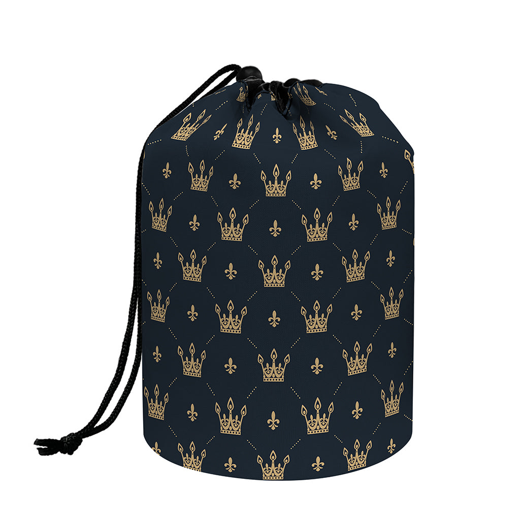 Vintage Crown Pattern Print Drawstring Makeup Bag
