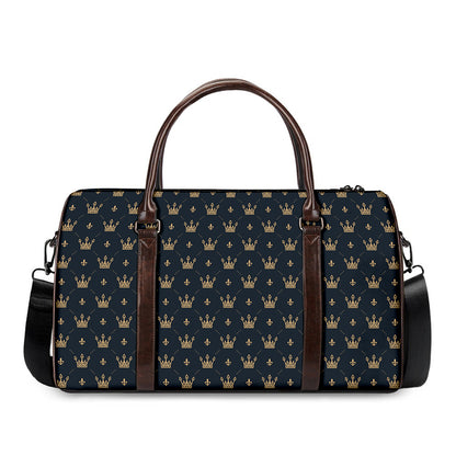 Vintage Crown Pattern Print Duffle Bag