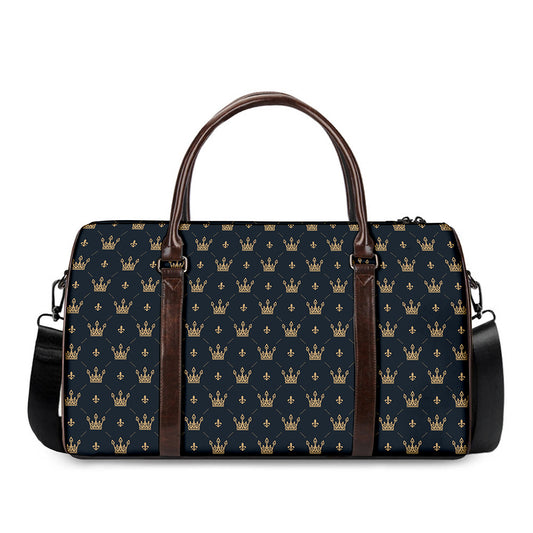 Vintage Crown Pattern Print Duffle Bag