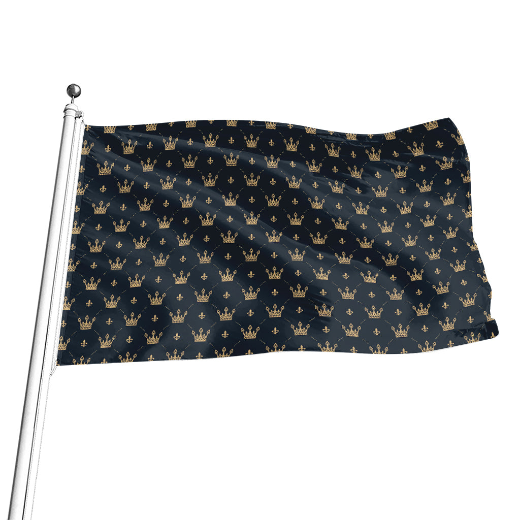 Vintage Crown Pattern Print Flag