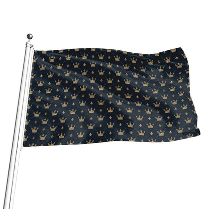 Vintage Crown Pattern Print Flag