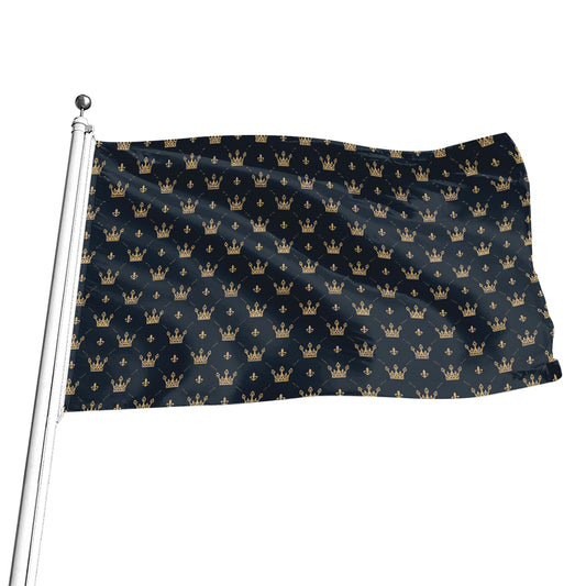 Vintage Crown Pattern Print Flag