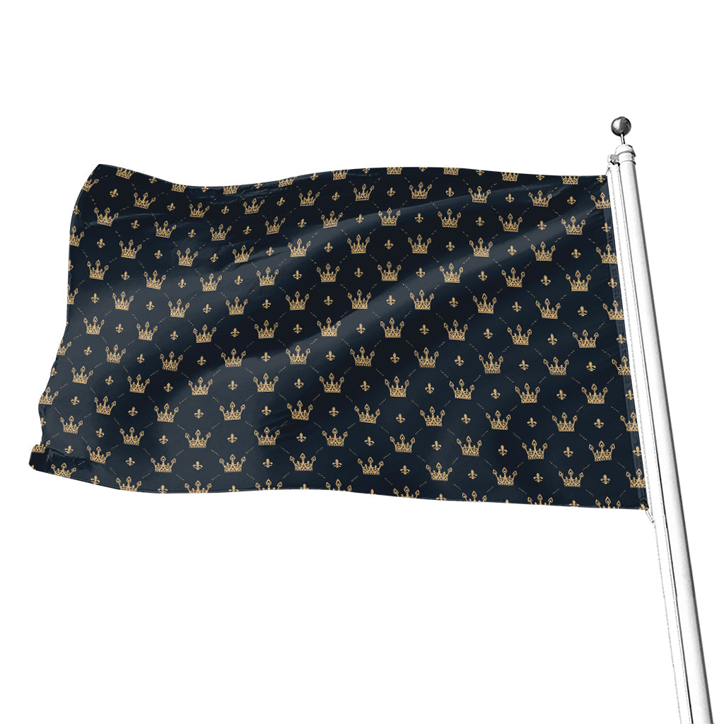 Vintage Crown Pattern Print Flag