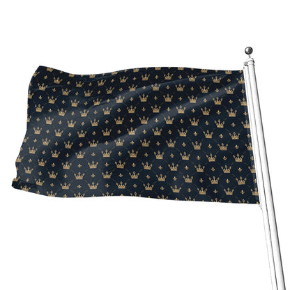 Vintage Crown Pattern Print Flag
