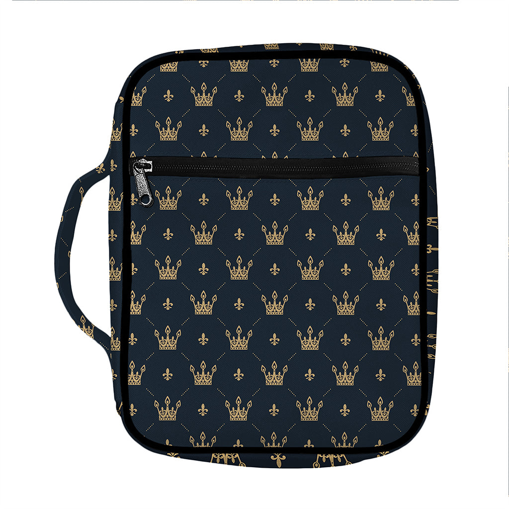 Vintage Crown Pattern Print Front Pocket Bible Bag