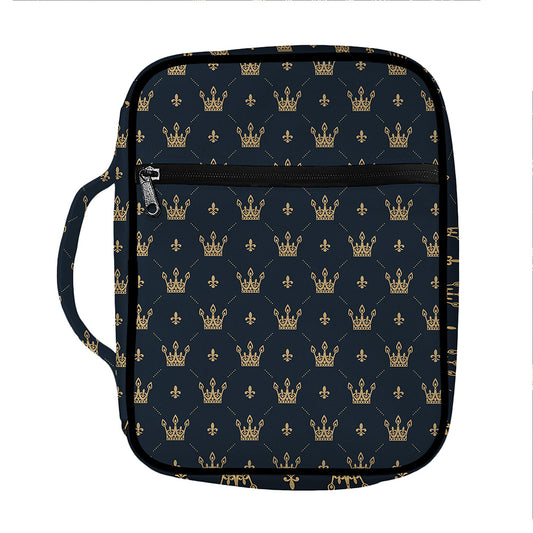 Vintage Crown Pattern Print Front Pocket Bible Bag