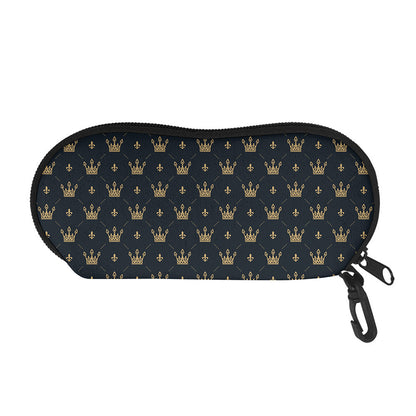 Vintage Crown Pattern Print Glasses Case